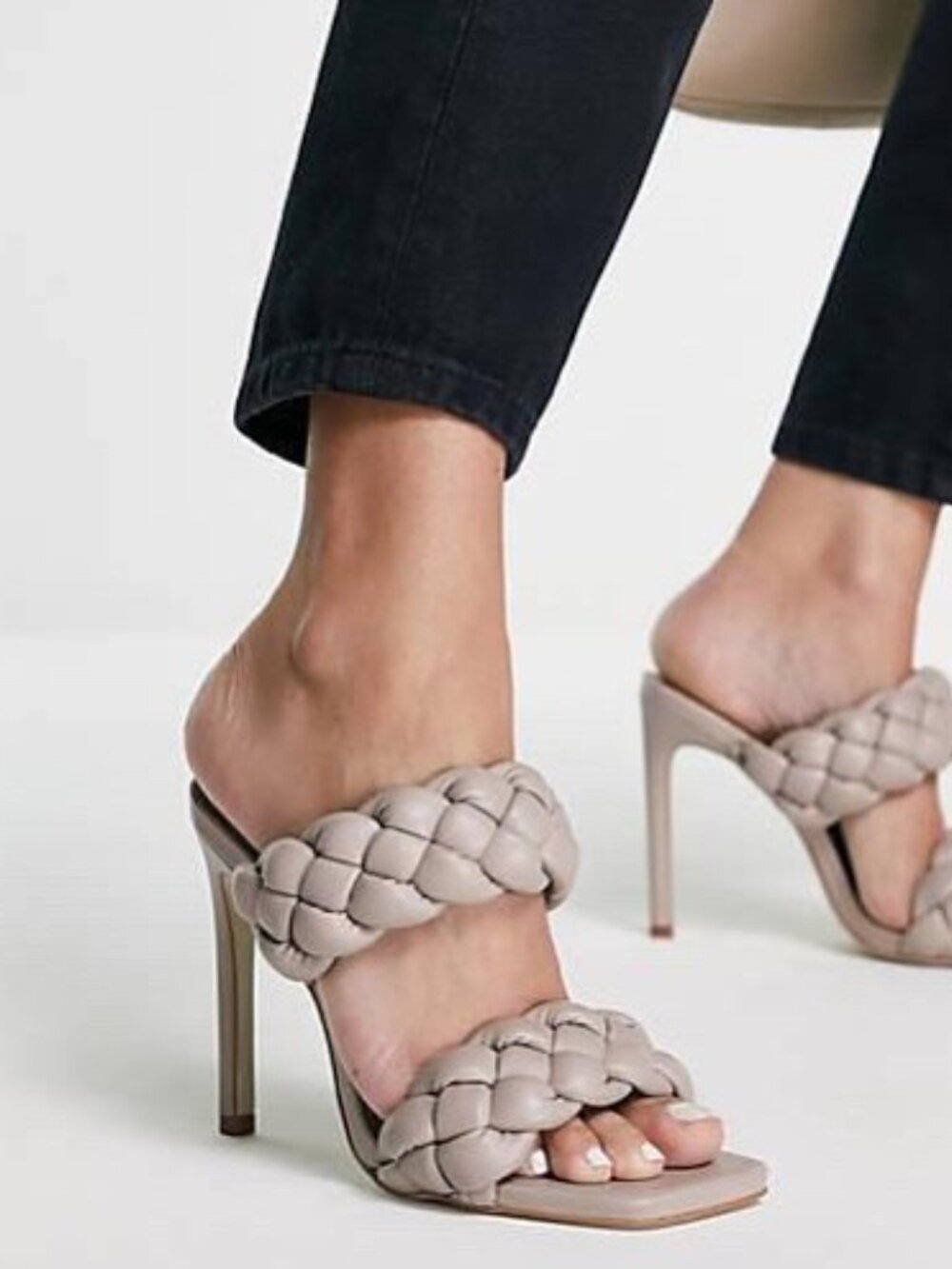 Steve Madden Kenley Braided Heeled Sandal Taupe Size 6.5